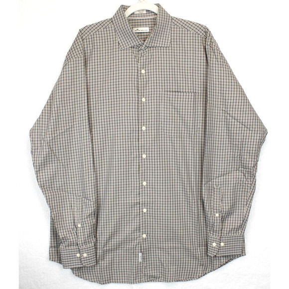 Peter Millar Plaid Button Down Shirt‎ Men X Large Long Sleeve Tan Black - Picture 1 of 9